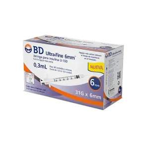 BD Ultra-Fine Jeringa 0.3ML 31GX6MM 30 Piezas