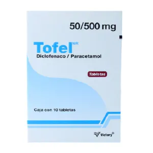 Tofel Diclofenaco/Paracetamol 10 Tabletas