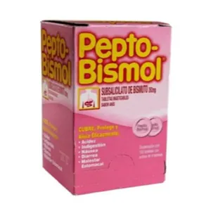 Pepto-Bismol Subsalicilato de Bismuto 262MG 100 Tabletas